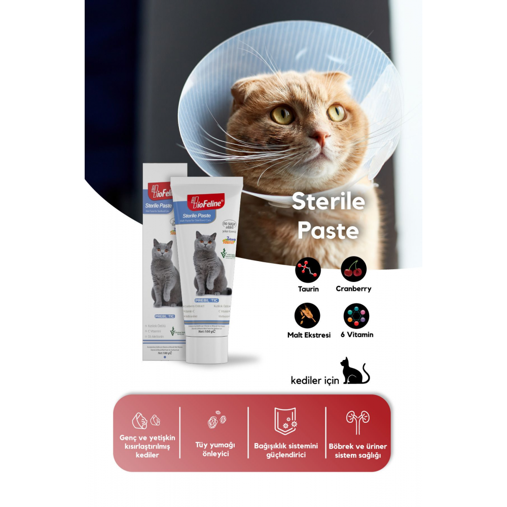 Kısır Kediler için Multivitaminli Malt Macun 100 gr (STERİLE PASTE)