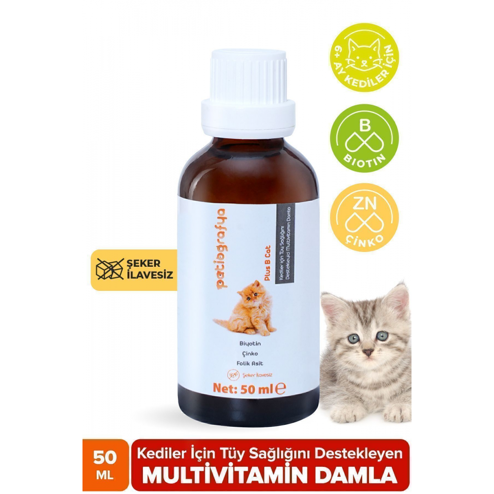 Plus B Kediler Için Tüy Dökümünü Azaltan, Besleyen Tüy Sağlığı Damlası 50 ml