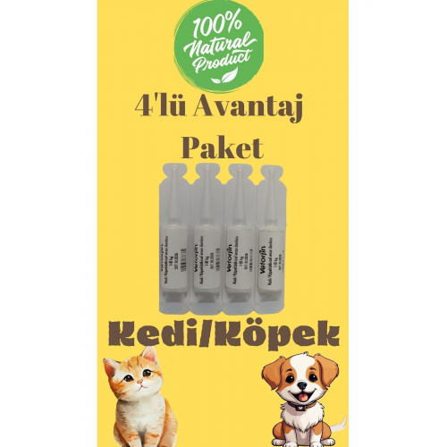 Kedi Köpek Dış Parazit Kaşıntı Giderici Rahatlatıcı Bitkisel Deri Bakım Yağı Çözeltisi Damla 4 Adet