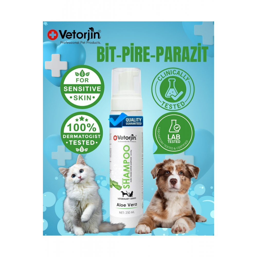 Kedi Köpek Dış Parazit Kaşıntı Giderici Rahatlatıcı Onarıcı Kuru Köpük Damla Şampuan 250 ml