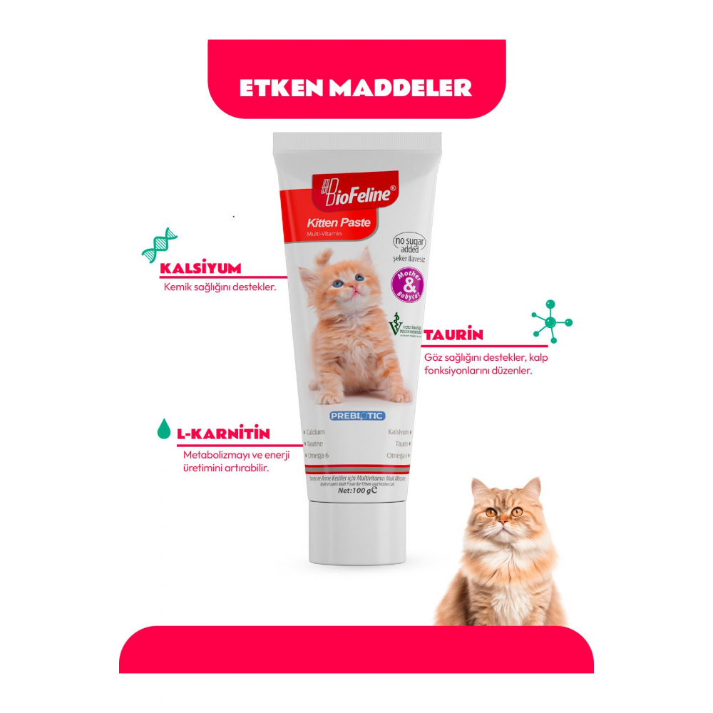 Yavru Kedi Macun 100g (YAVRU & ANNE KEDİLERDE BAĞIŞIKLIK SİSTEMİ DESTEKLEYİCİ MULTİVİTAMİN MACUN)