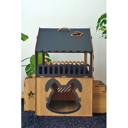 Tavşan Evi Ve Saman Besleyici Teraslı Dublex