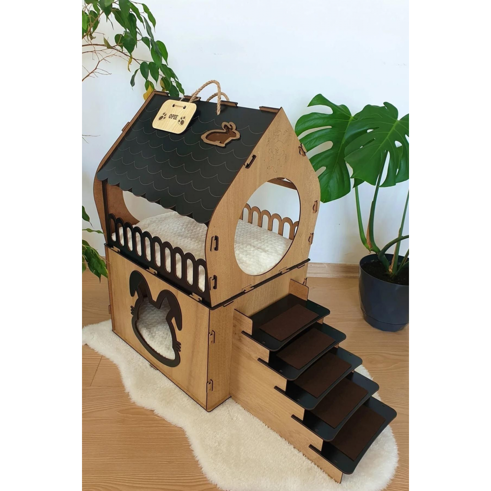 Tavşan Evi Ve Saman Besleyici Teraslı Dublex