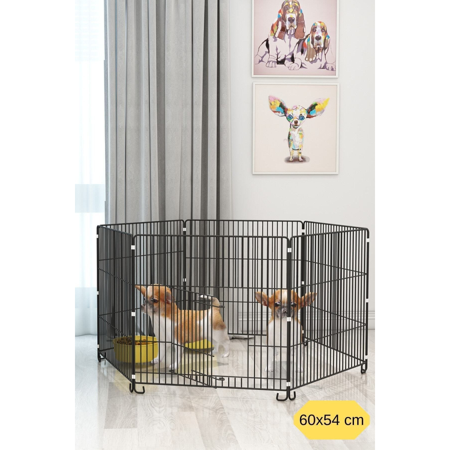 Katlanır Metal Köpek Oyun Alanı , Evcil Hayvan Oyun Alanı , Köpek Çiti , Tavşan Çiti 60x54 Cm