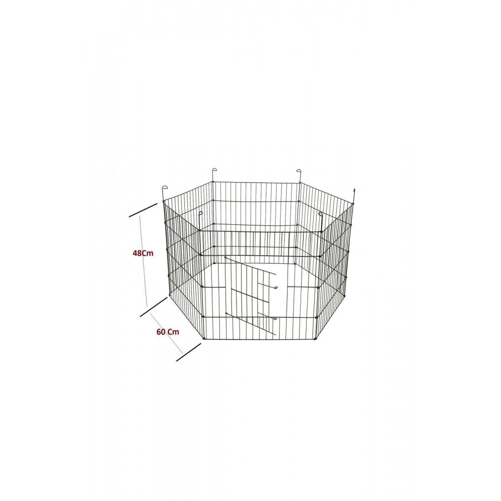 - Köpek Çit Oyun Eğitim Alanı 60cm X 48 Cm - 6 Parça Panel Çit- Siyah Renk Okkcs-01