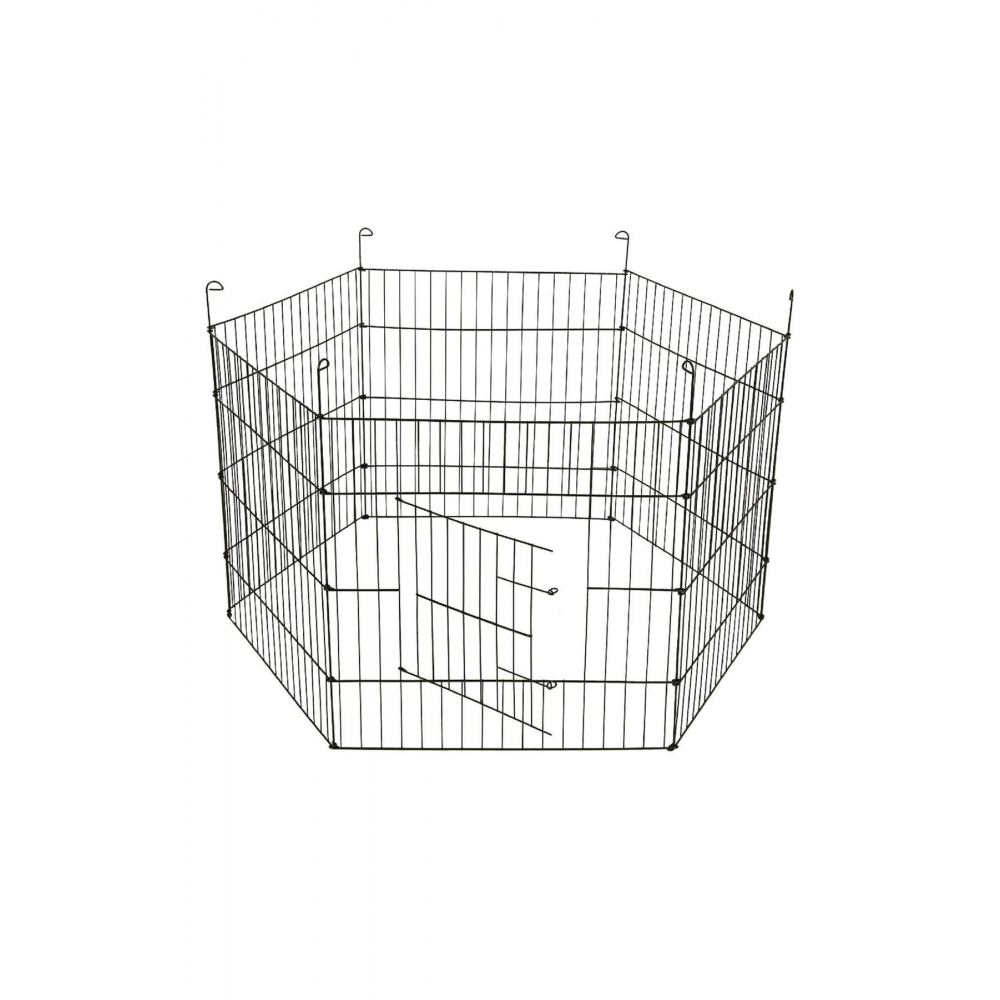 - Köpek Çiti Kafesi 63cm X 63cm -ithal Ürün 6 Parça Panel Çit- Siyah Renk/oyun Eğitim Alanı