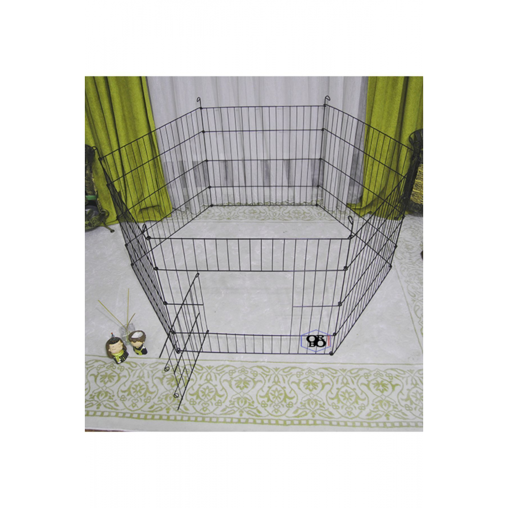 - Köpek Çiti Kafesi 63cm X 63cm -ithal Ürün 6 Parça Panel Çit- Siyah Renk/oyun Eğitim Alanı