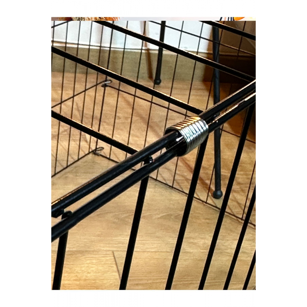 Köpek Kedi Çiti Kafesi 120cmx60cmx48cm I Tip ÜSTÜ KAPALI Oyun Eğitim Alanı 8 Parça Panel Çit Siyah