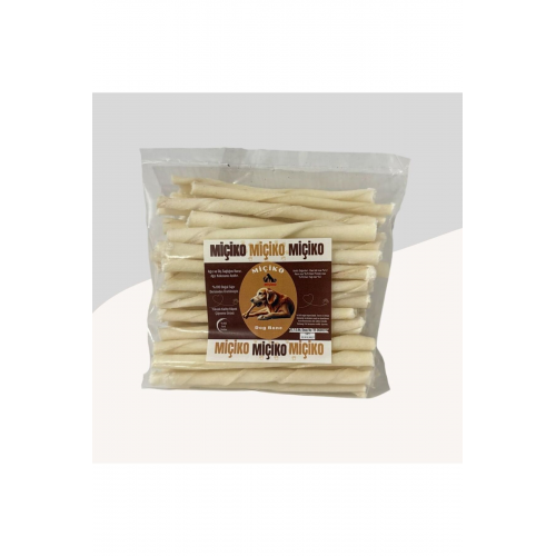 Miçiko Köpek Beyaz Burgu Çubuk Ödül Ve Çiğneti Kemiği 10 Cm 2x25= 50 Li