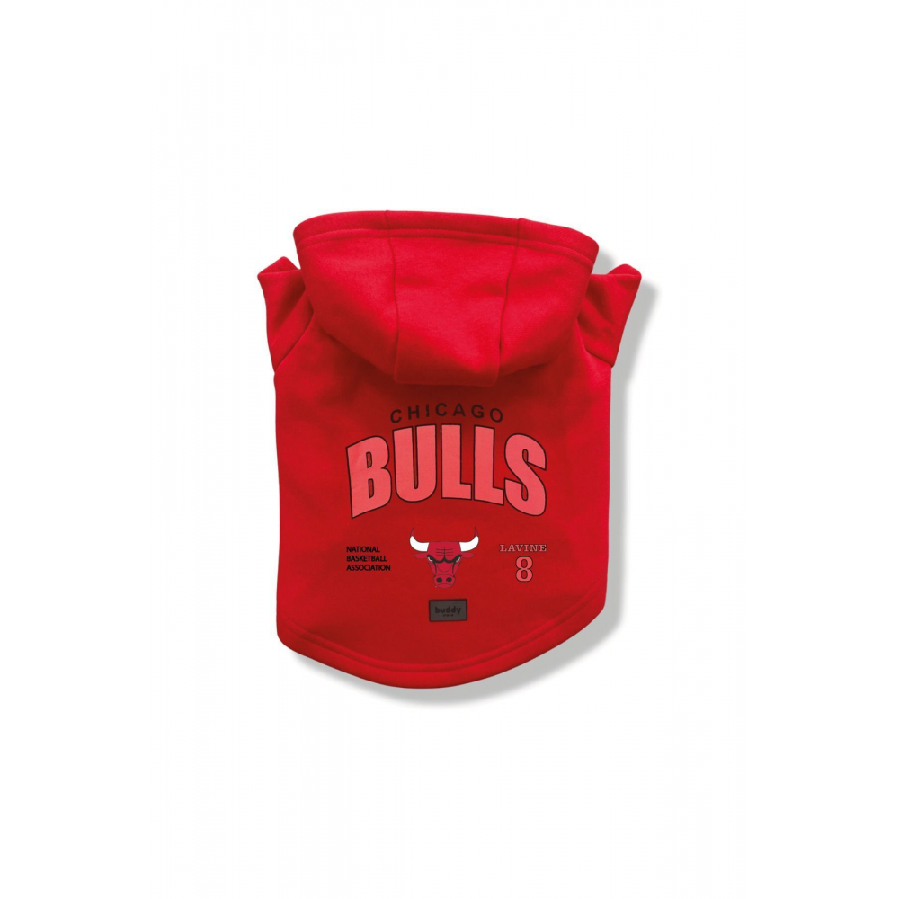 Kedi & Köpek Kıyafeti Sweatshirt - Chicago Bulls Baskılı Kırmızı Sweatshirt