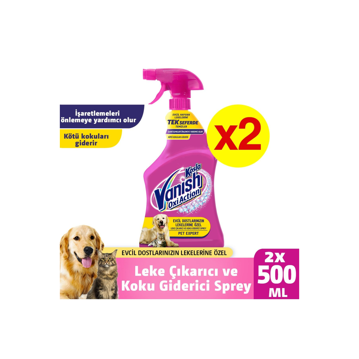 Kosla Pet Leke Çıkarıcı ve Koku Giderici Sprey 2x500 ml
