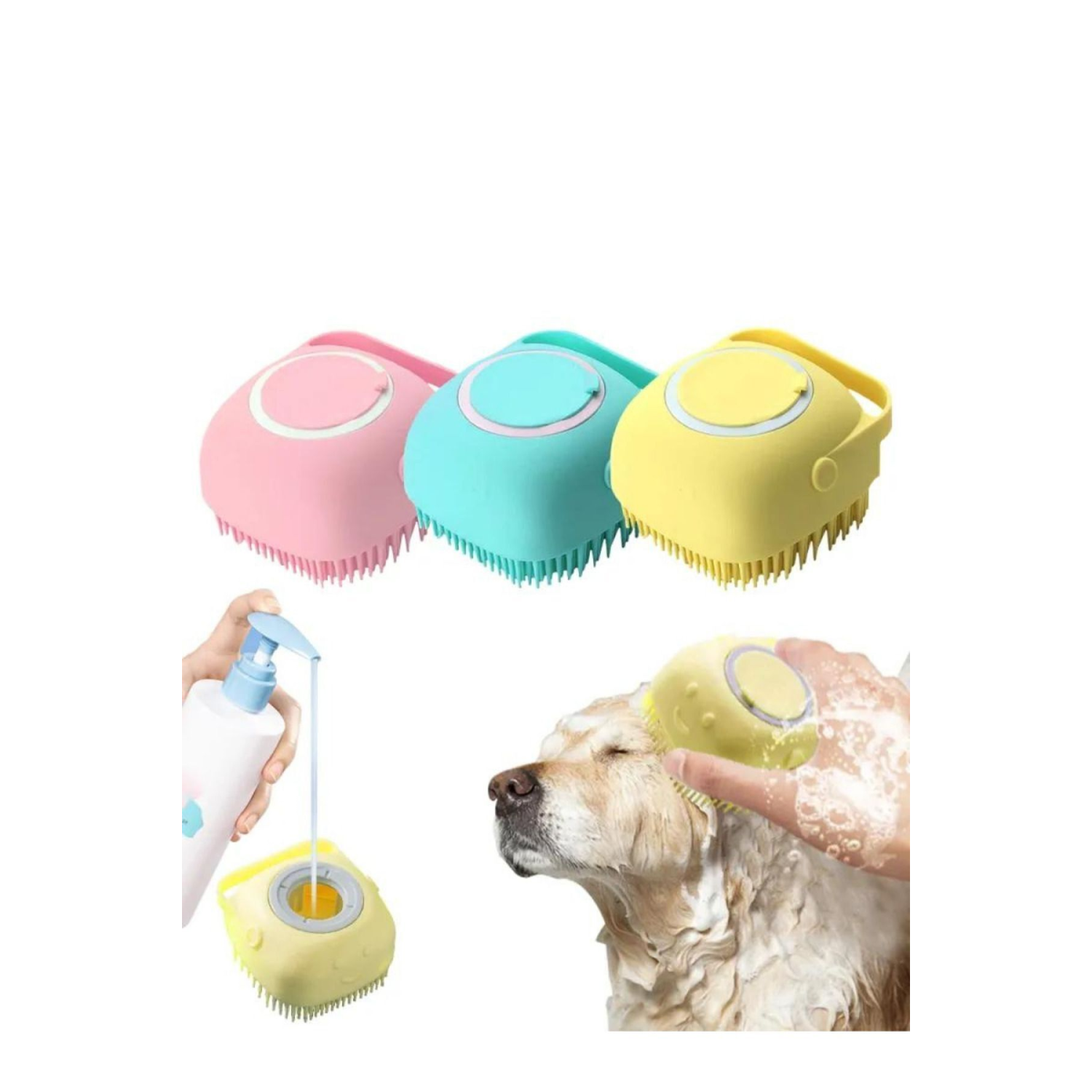 ŞAMPUAN HAZNELİ KEDİ KÖPEK YIKAMA BANYO FIRÇASI