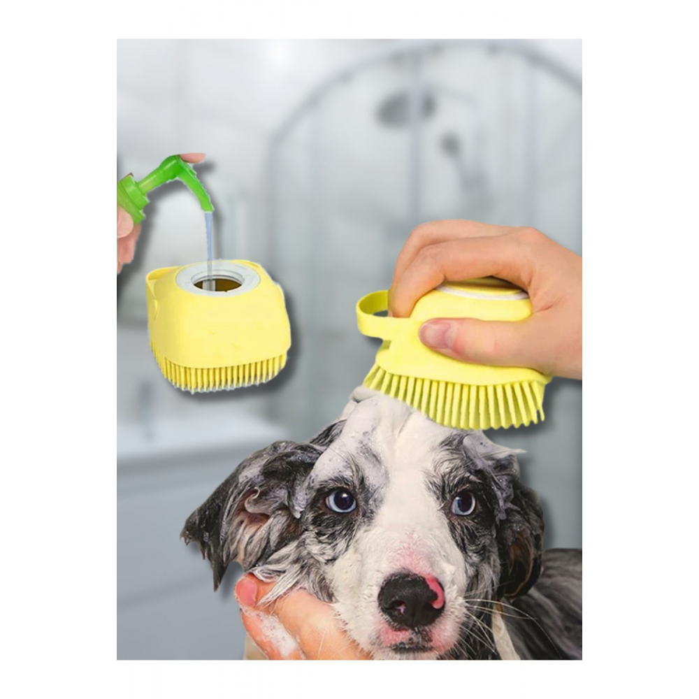 ŞAMPUAN HAZNELİ KEDİ KÖPEK YIKAMA BANYO FIRÇASI