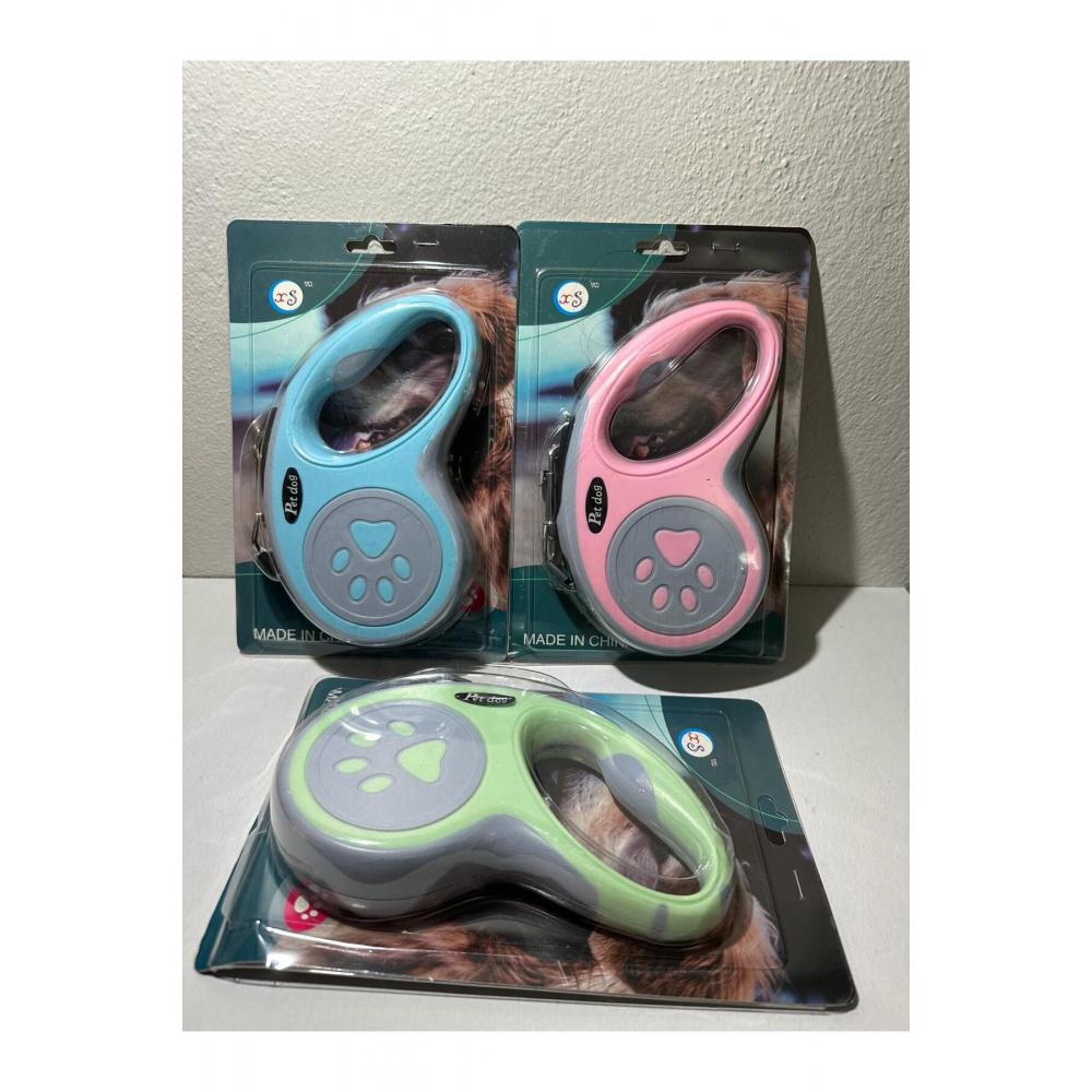 Evcil Hayvan Otomatik Geri çekilebilir Pati Desenli Gezdirme Tasması 5 Mt