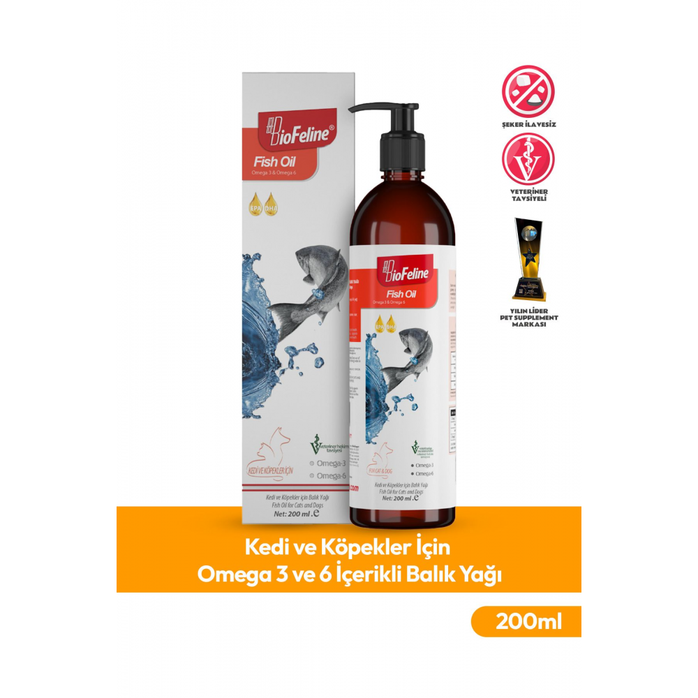 Fish Oil 200ml (KEDİ VE KÖPEKLER İÇİN OMEGA 3 VE 6 İÇERİKLİ BALIK YAĞI)