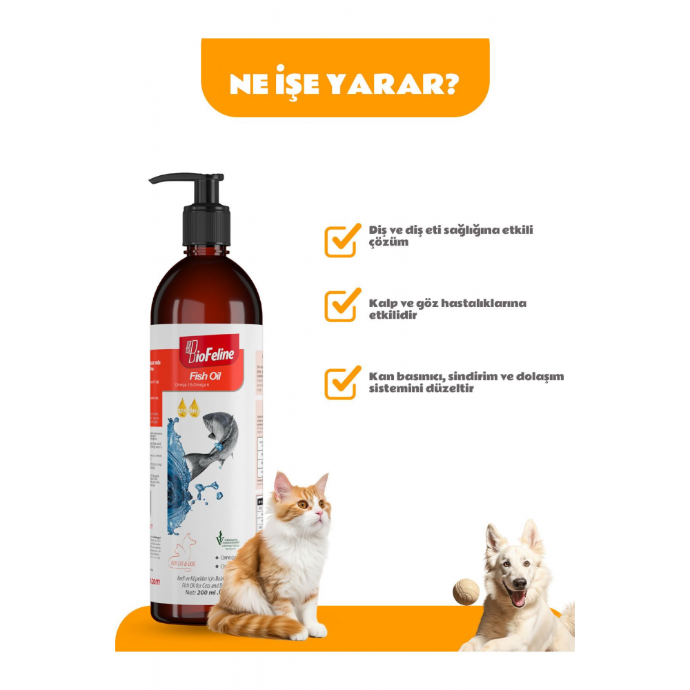 Fish Oil 200ml (KEDİ VE KÖPEKLER İÇİN OMEGA 3 VE 6 İÇERİKLİ BALIK YAĞI)