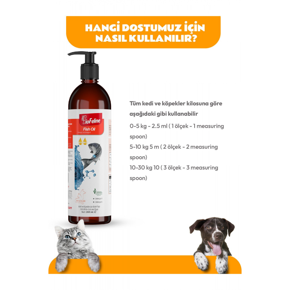 Fish Oil 200ml (KEDİ VE KÖPEKLER İÇİN OMEGA 3 VE 6 İÇERİKLİ BALIK YAĞI)
