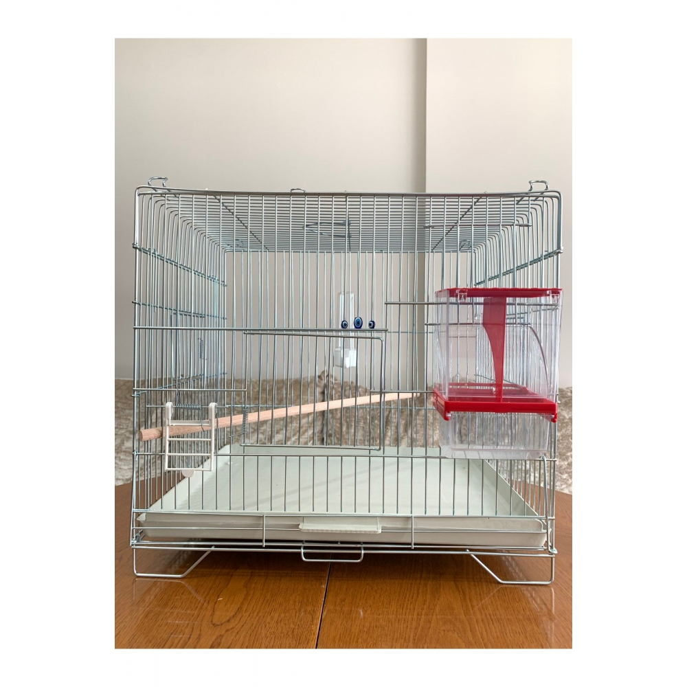 Muhabbet Kuşu Üretim Kafesi ( Akıllı Yemlik, Suluk, Ahşap Tünek Dahil ) Kampanya Kalın Telli