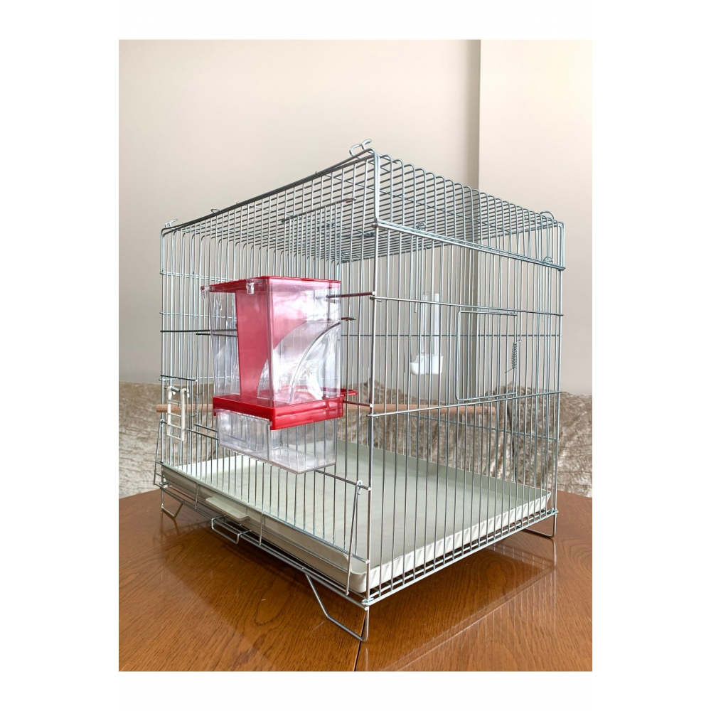 Muhabbet Kuşu Üretim Kafesi ( Akıllı Yemlik, Suluk, Ahşap Tünek Dahil ) Kampanya Kalın Telli