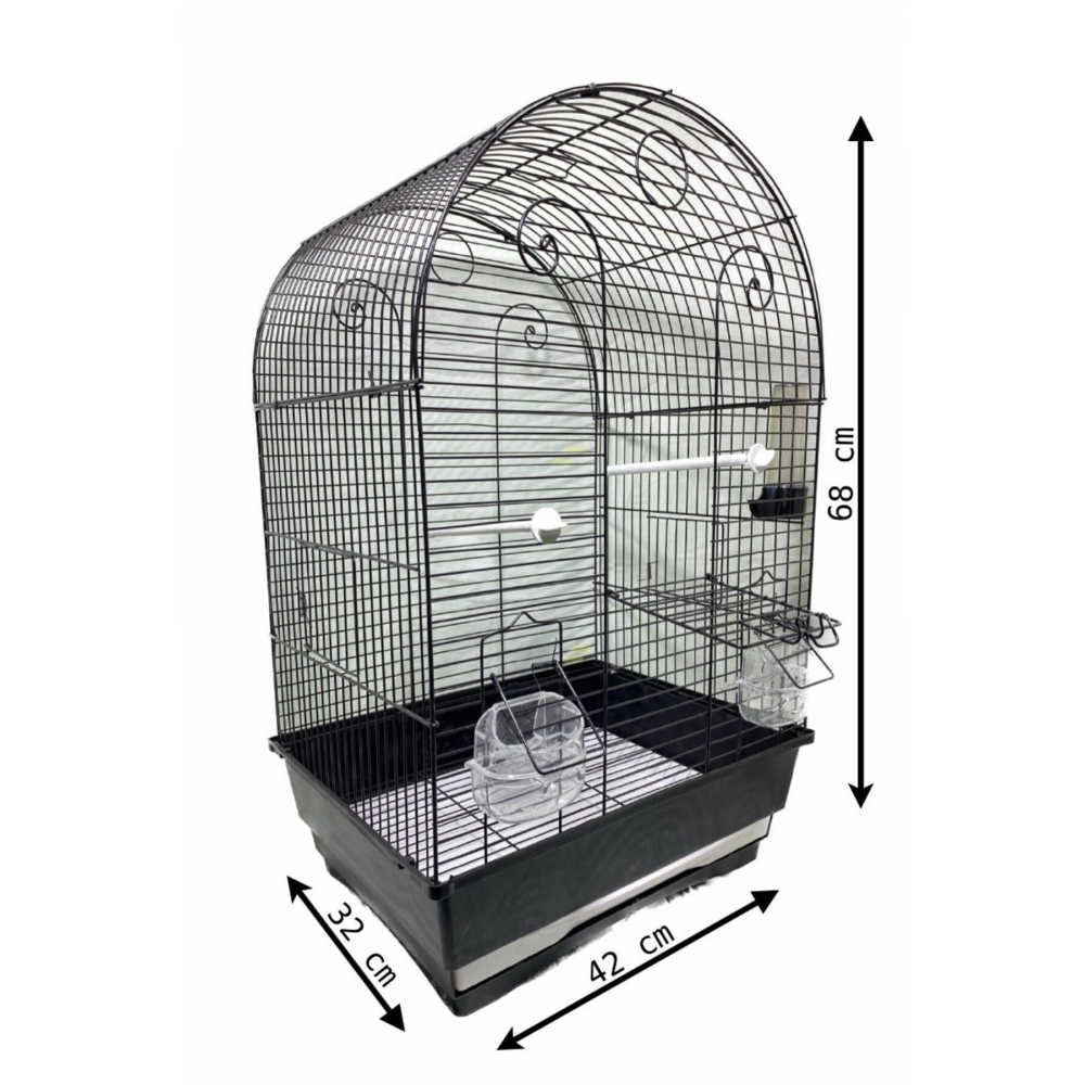 Muhabbet Kuşu Ve Papağan Için Siyah Kaplama Lüks Kuş Kafesi 42x32x68