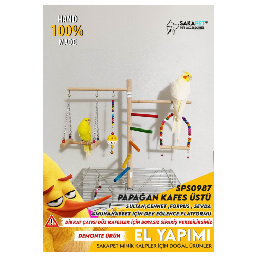 Muhabbet Kuşu Kafes Üstü Tünekli Dev Kuş Eğlence Platformu Sultan Papağanı Cennet ,forpus , Sevda