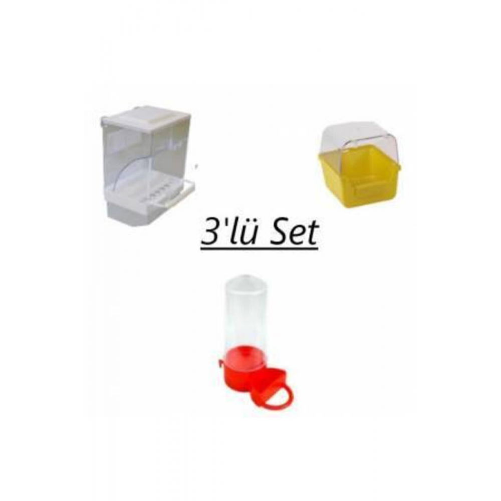 Muhabbet Kuşu Suluk Akıllı Yemlik Banyoluk 3'li Set