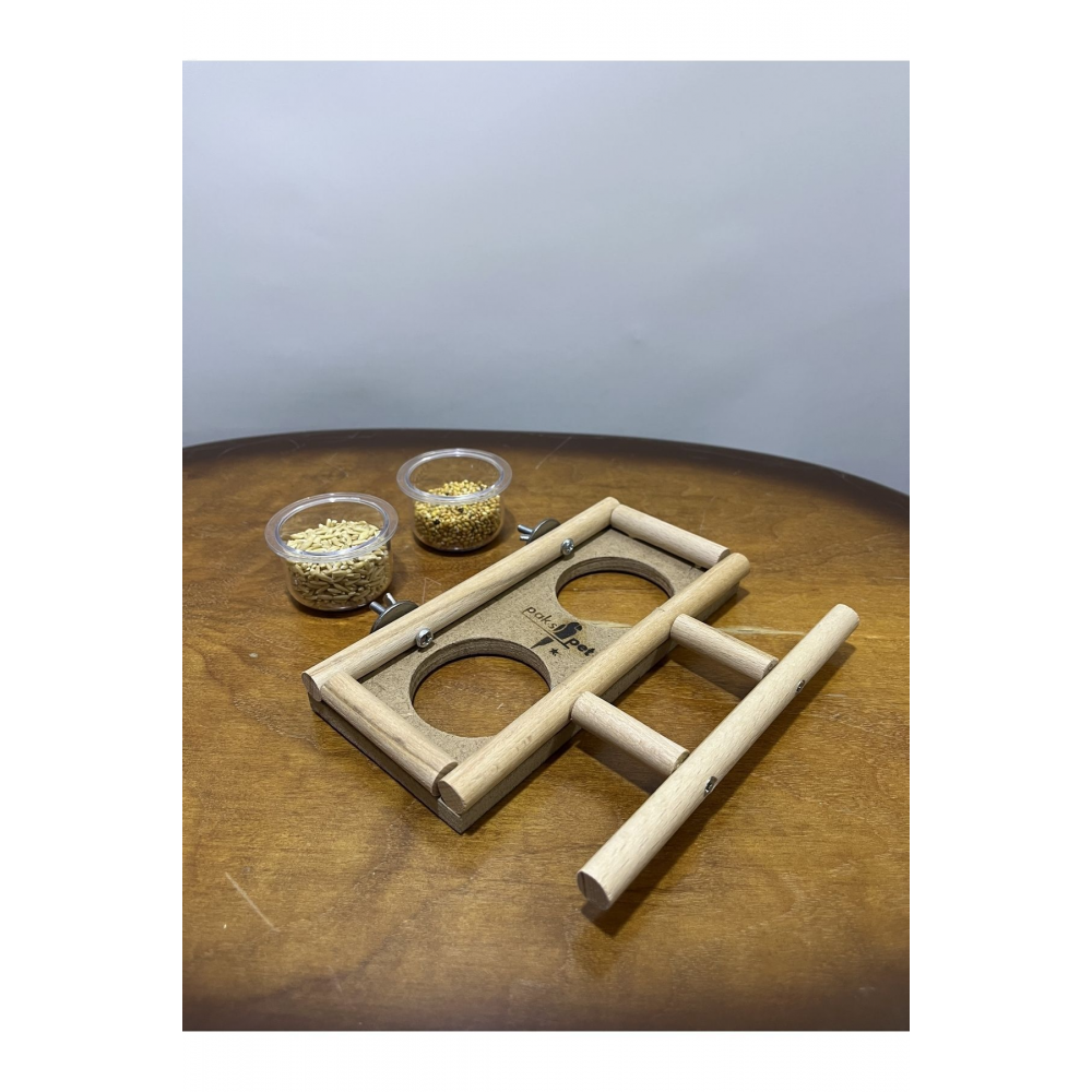 Ahşap Kuş Yemliği Kuş Mamalığı Muhabbet Kuşu ve Sultan Papağanı Yemliği Lüx Kuş Yemliği