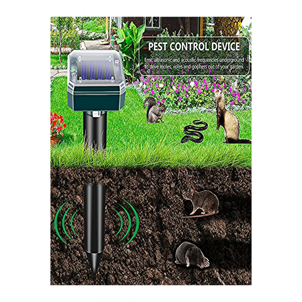 Güneş Enerjili Ultrasonic Köstebek Fare Yılan ve Haşere Kovucu