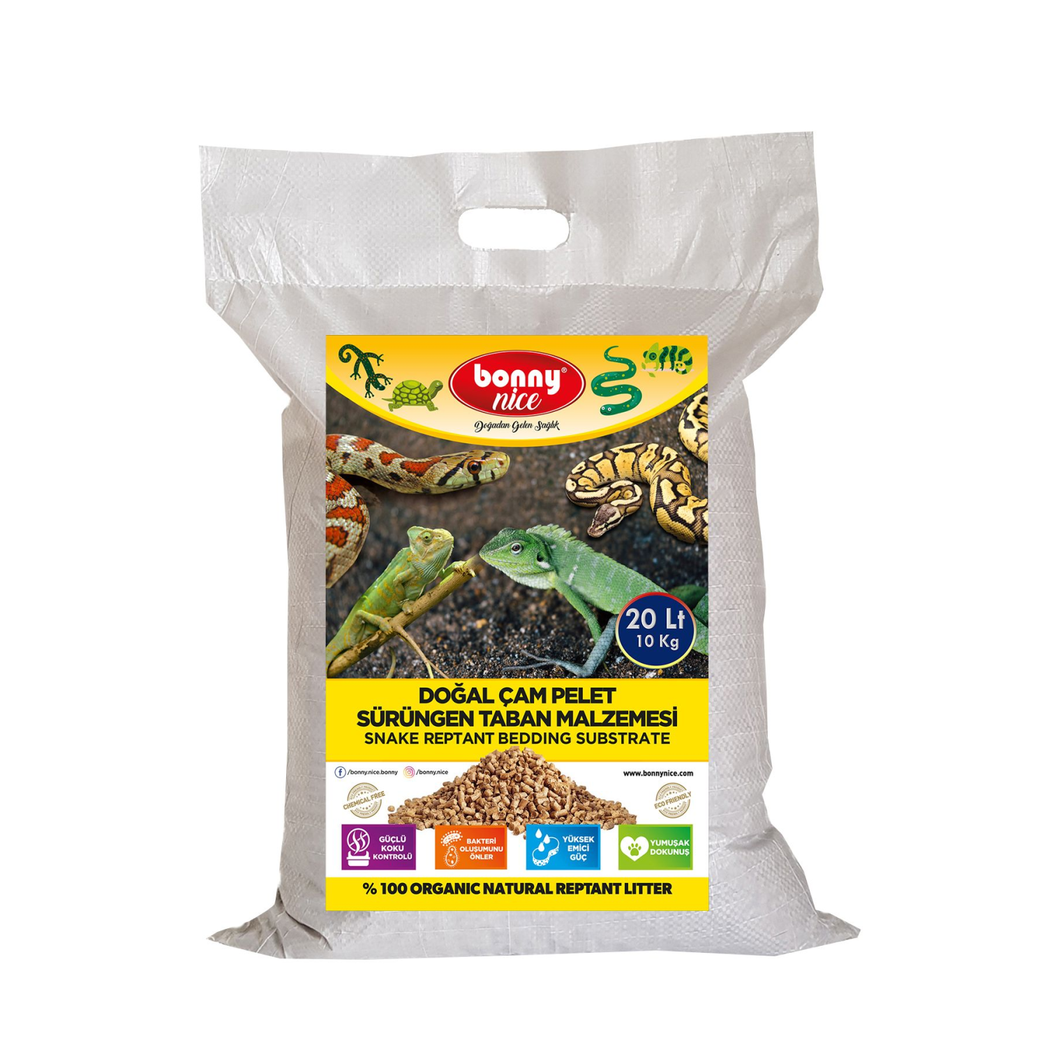 Doğal Çam Pellet Sürüngen Taban Malzemesi 10kg 17lt