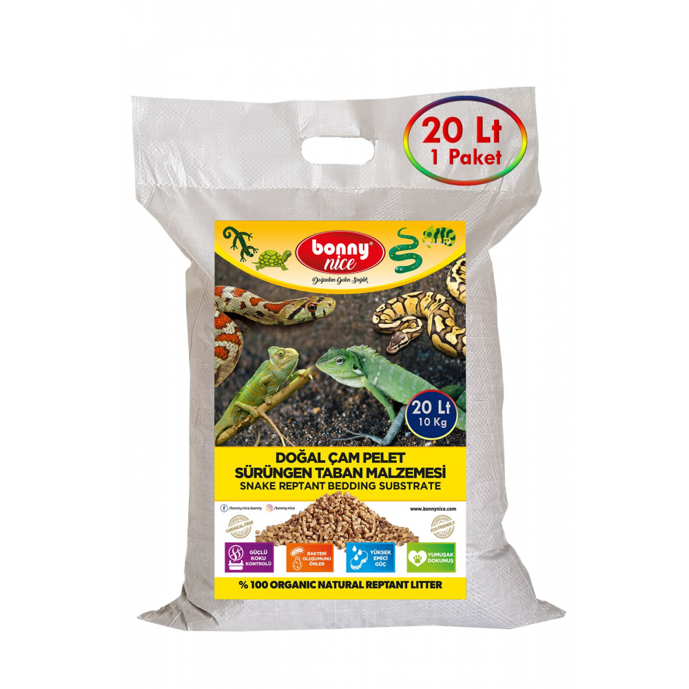 Doğal Çam Pellet Sürüngen Taban Malzemesi 10kg 17lt