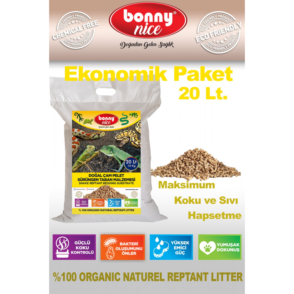Doğal Çam Pellet Sürüngen Taban Malzemesi 10kg 17lt