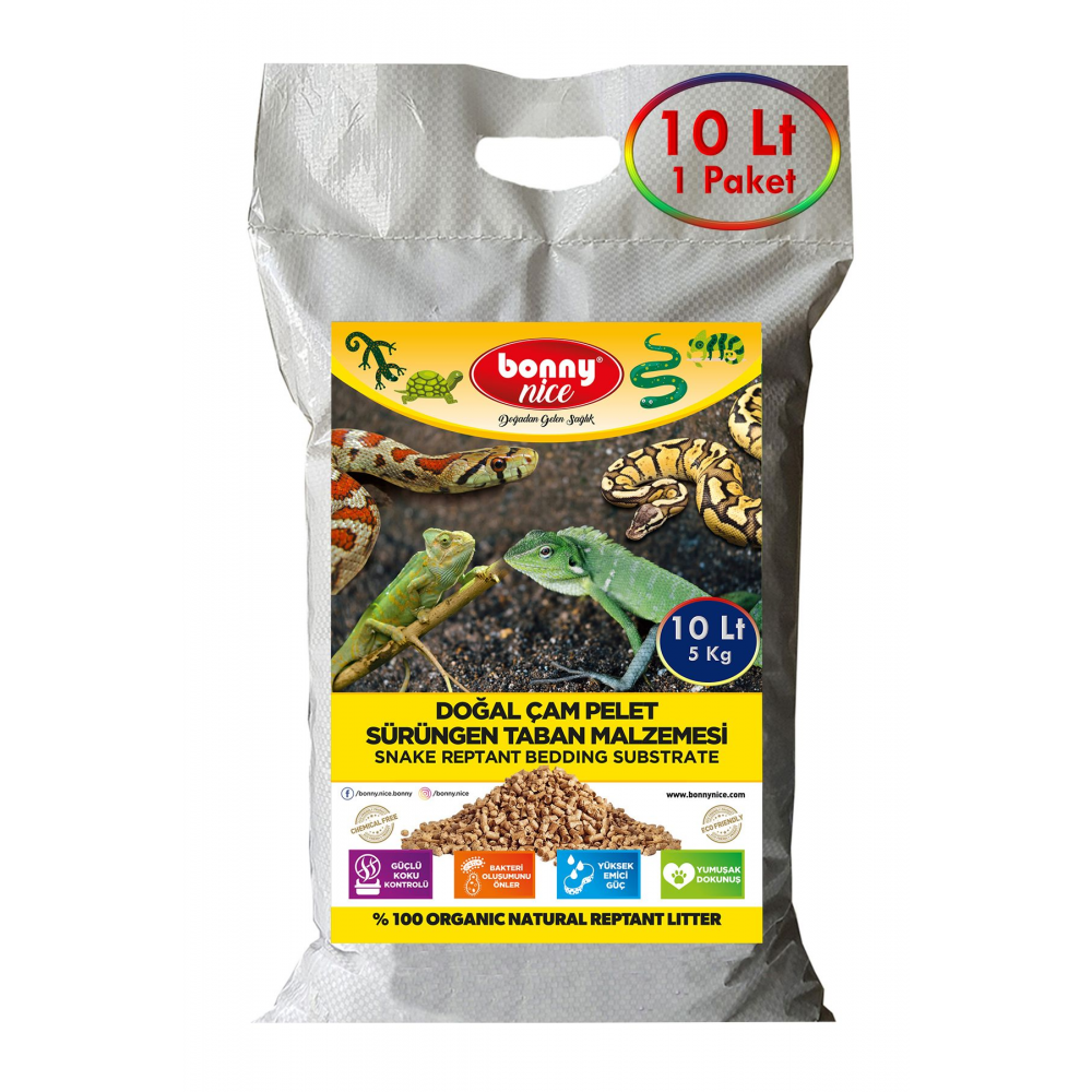 Doğal Çam Pellet Sürüngen Taban Malzemesi 5 kg 9 lt