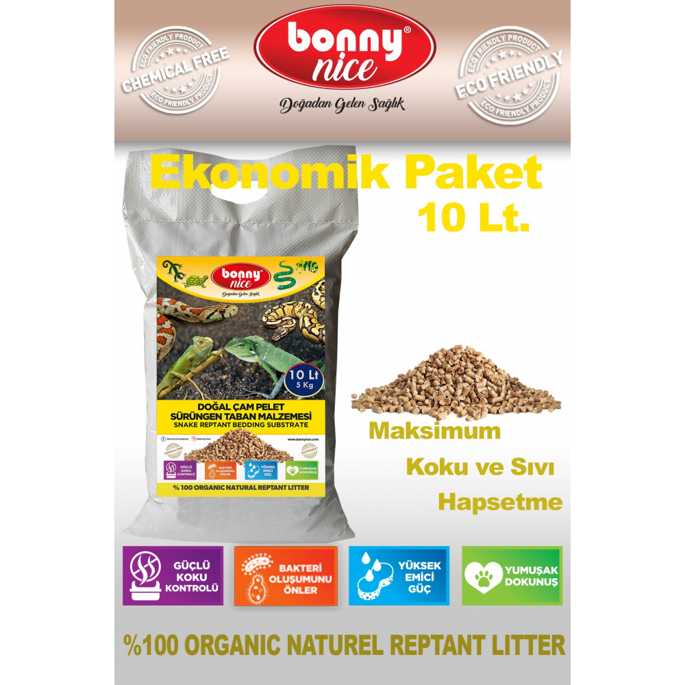 Doğal Çam Pellet Sürüngen Taban Malzemesi 5 kg 9 lt