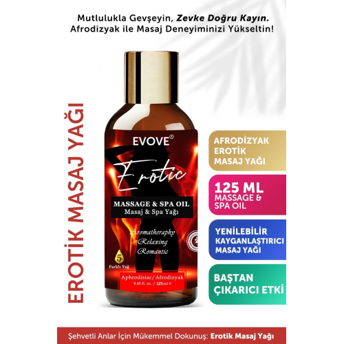 Afrodizyak Etkili Erotik Masaj Yağı Aromaterapi Yenilebilir Masaj Yağı Kayganlaştırıcı 125 ml