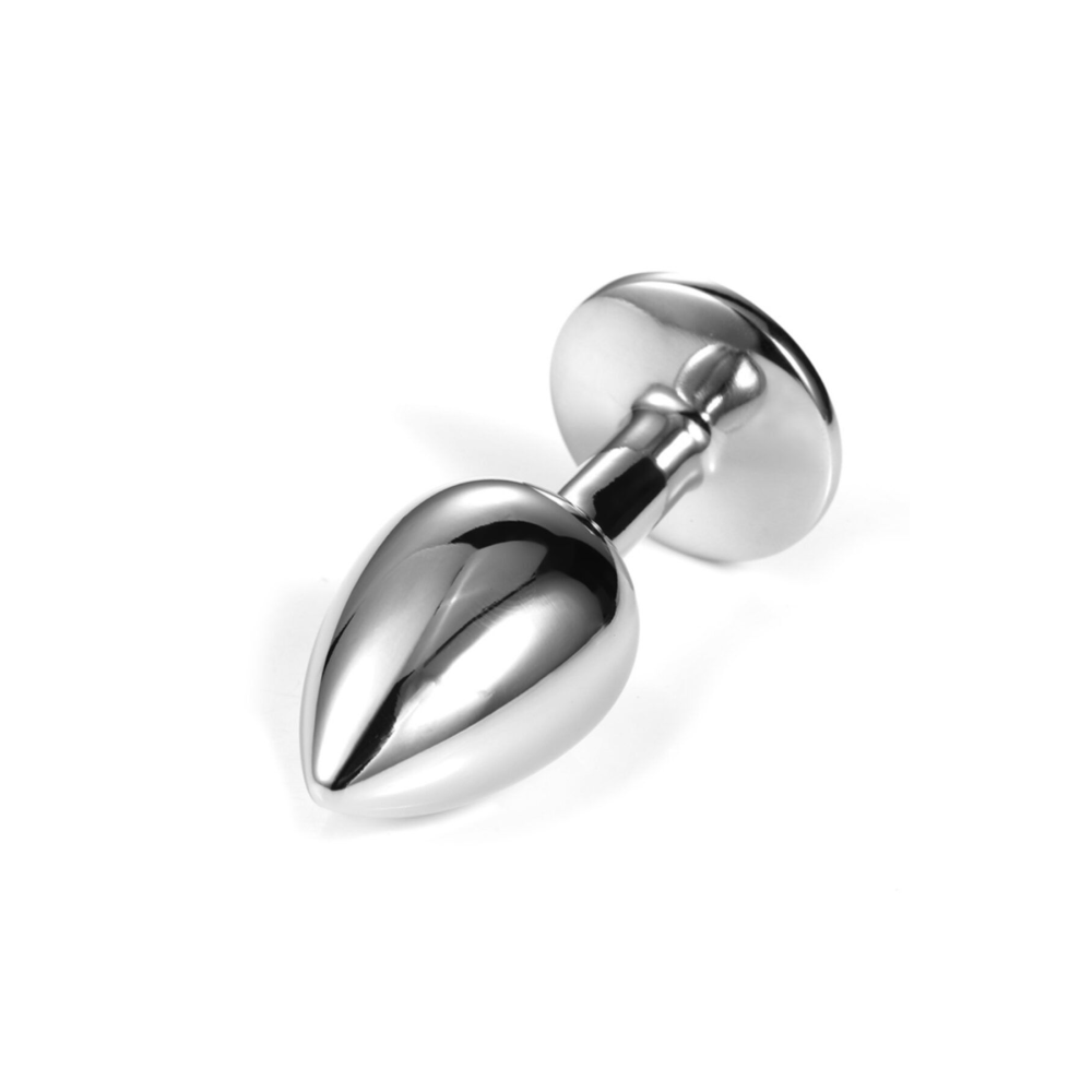 Paslanmaz Çelik Gümüş Metal Kırmızı Mücevher Taşlı 7 Cm Lüks Anal Plug Ve Tıkaç