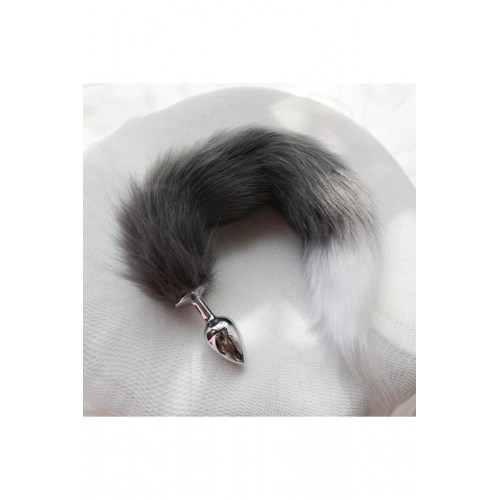 Tilki Kuyruğu Anal Plug Gri Beyaz