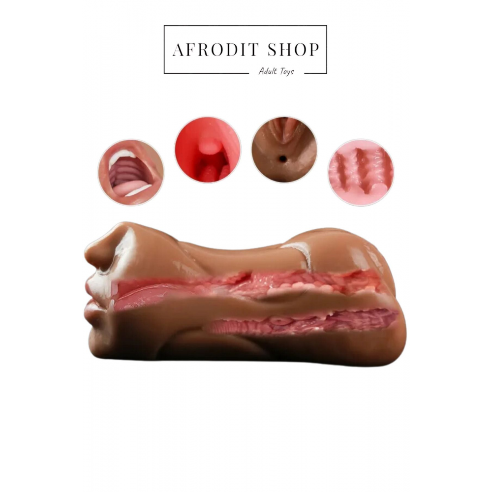 3 Girişli Oral Vajinal Ve Anal Mastürbatör 23 Cm