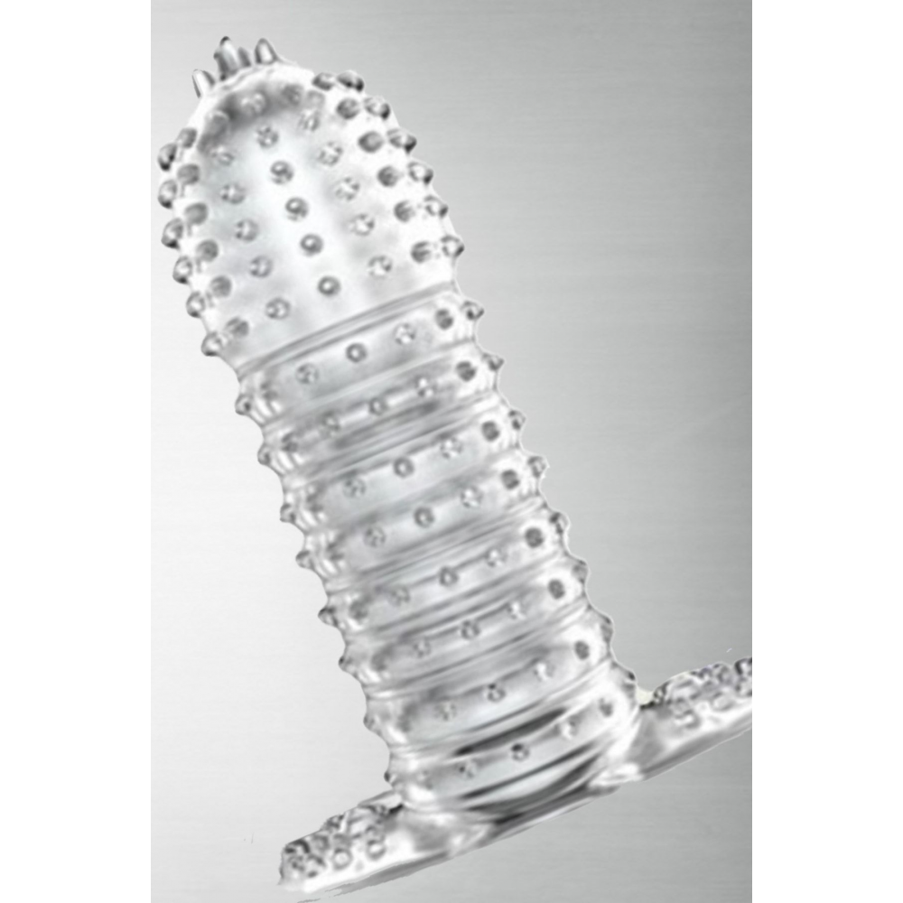 Extra Boğumlu Tırtıklı Şeffaf Uyarıcılı Prezervatif Penis Kılıfı