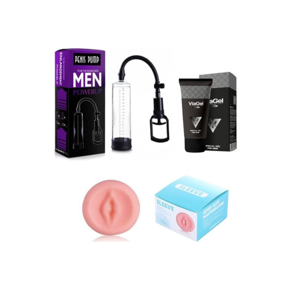 Penis Pompa Seti - Penis Pompası + Vajina Başlık + Penis Kremi.