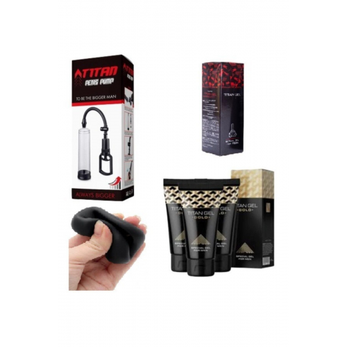 Penis Pompa Seti - Penis Pompası + Yedek Başlık + 4 Kutu Titan Penis Bakım Kremi