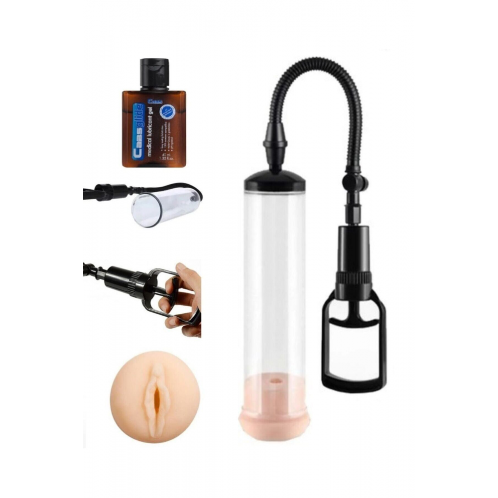 Vajina Başlıklı Penis Pompası Vakum 40ml Jel