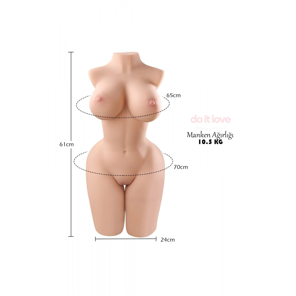 - Yarım Vücut Realistik Bebek - Göğüs, Anal, Vajinal Girişler - 61cm Boy