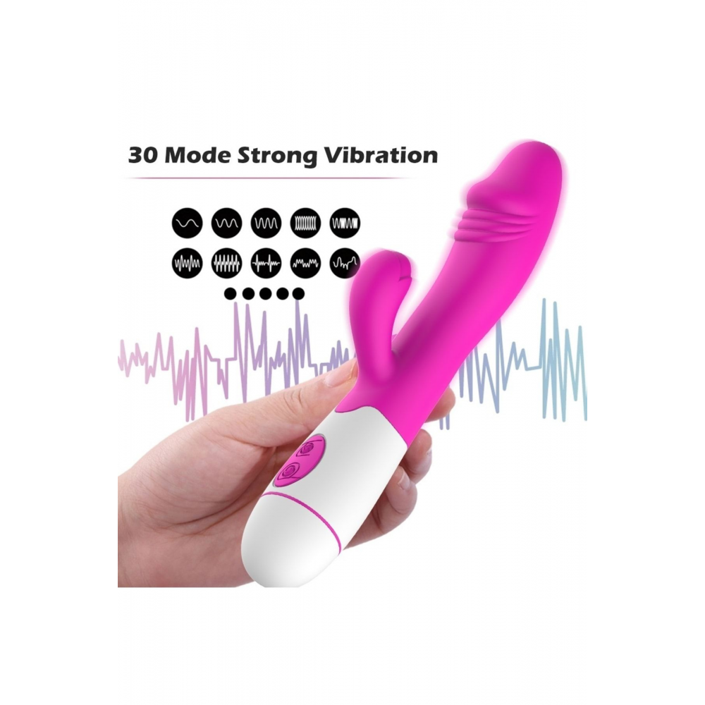 30 Titreşim Fonksiyonlu Çift Motorlu Esnek Soft Silikon Klitoris Uyarıcılı Orgazm Teknoloji Vibratör