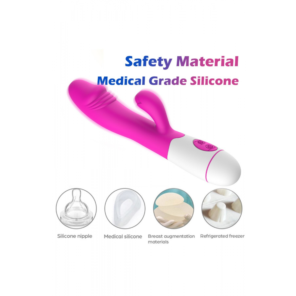30 Titreşim Fonksiyonlu Çift Motorlu Esnek Soft Silikon Klitoris Uyarıcılı Orgazm Teknoloji Vibratör