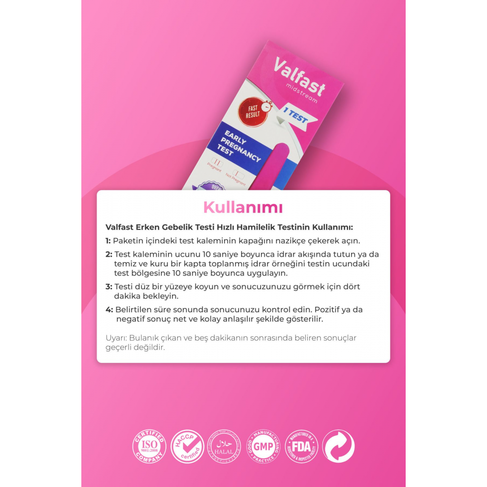 Erken Gebelik Testi Hızlı Hamilelik Testi 1 Adet