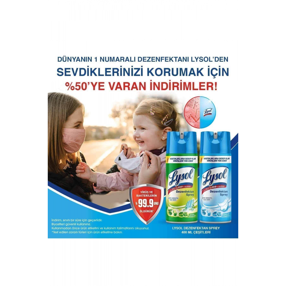 Dezenfektan Sprey Temizliğin Esintisi 2'li, Yüzeyler Için, 2x400 Ml