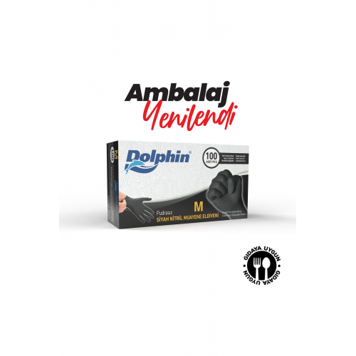 100 Lü Çok Amaçlı Pudrasız Nitril Eldiven Siyah M Beden