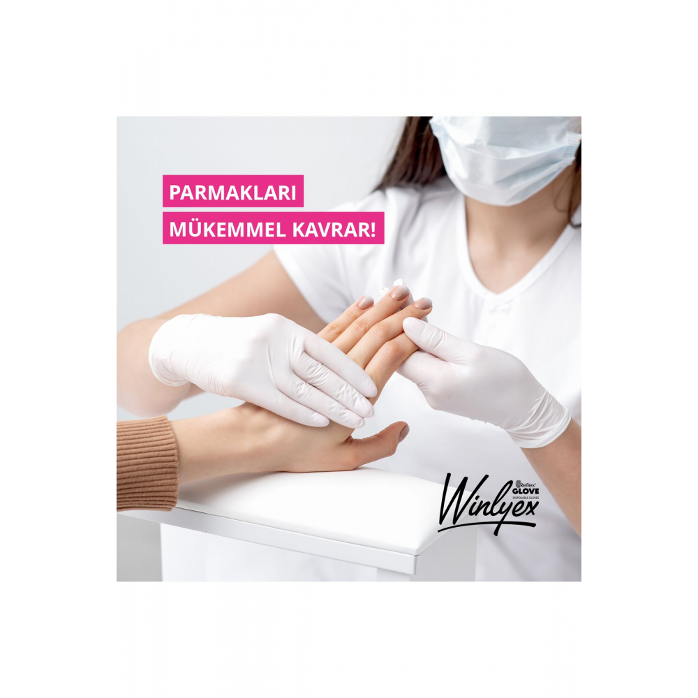 Reflex Winlyex Tek Kullanımlık Pudrasız Beyaz S Beden Eldiven 100’lü