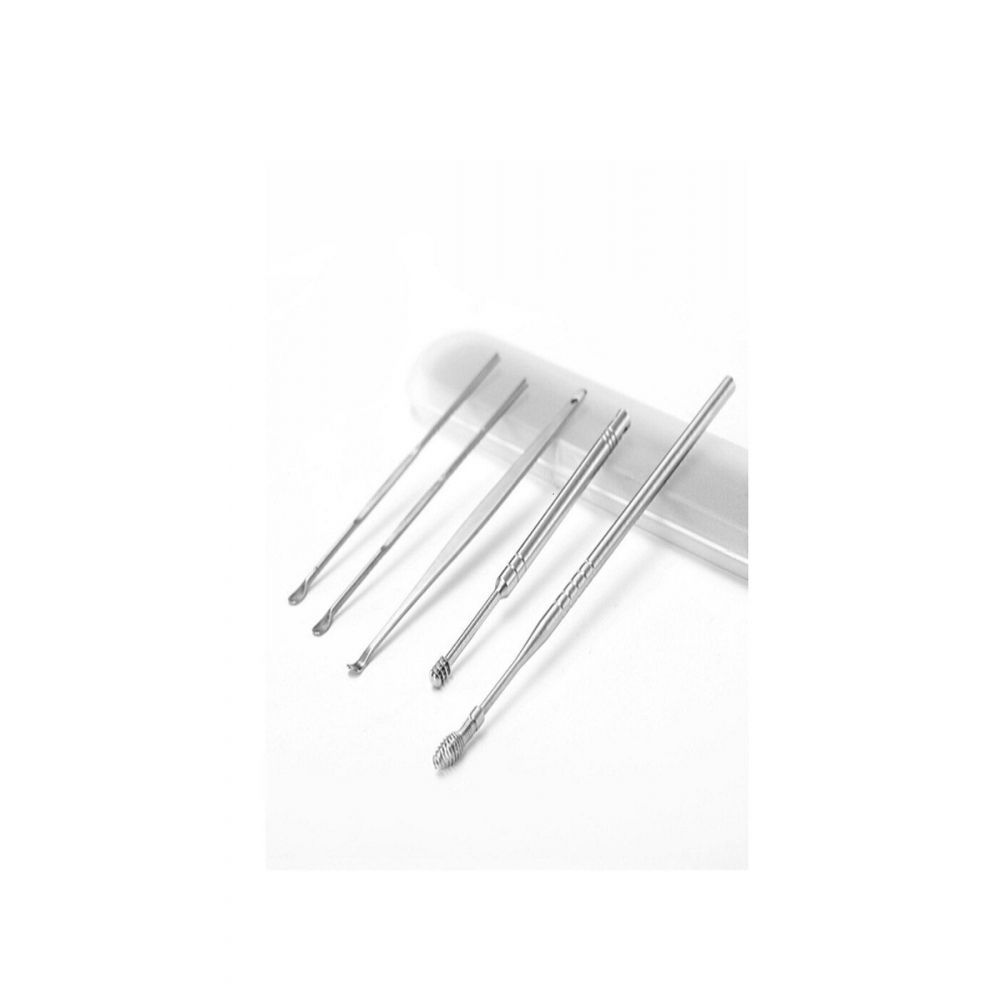5 Parça Kulak Temizleme Kronk Metal Kulakta Birikmiş Buşon Kulak Kiri Temizleme Seti
