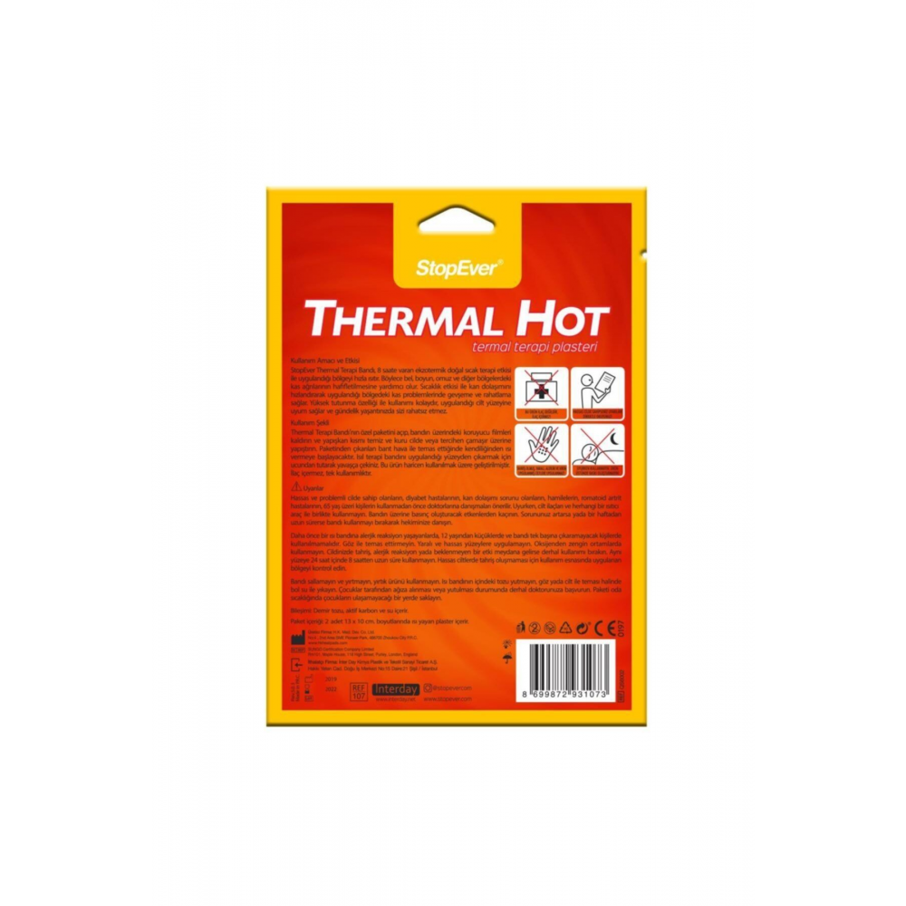 Thermal Hot Sıcak Terapi Flasteri - 1x2 Adet
